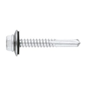 AUTO BIMETAL + ARVUL [CP] Tornillo viga autotaladrante inoxidable bimetal con cabeza hexagonal. Tornillo con arandela vulcanizada EPDM-inoxidable A2