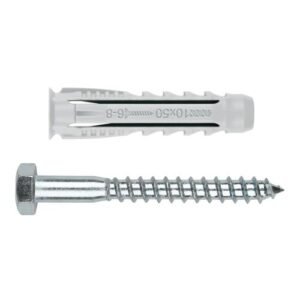 TN4S + DIN-571 [CV] Taco de nylon anudable de 4 segmentos para todo tipo de materiales. Taco + tornillo barraquero
